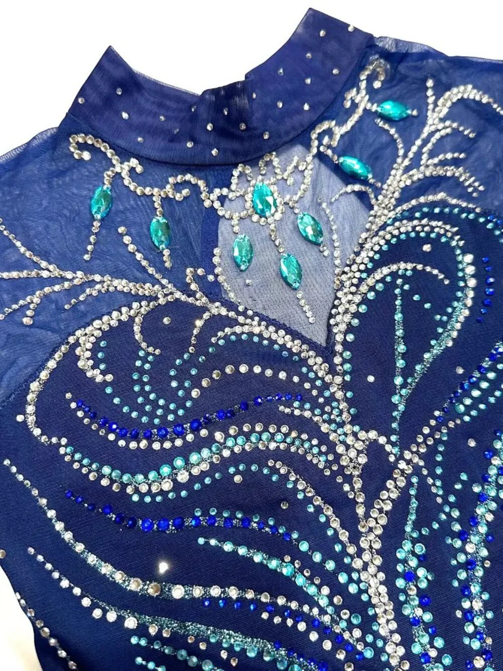 New Navy Blue Crystal Figure Skating Dress Girls 14